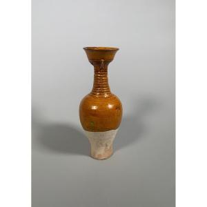 Vase En Terre Cuite à Glaçure Ambré Chine Dynastie Liao ( 907-1125 )