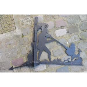 Weather Vane In Cut Sheet Metal 18 Centuy , "the Hunter"  