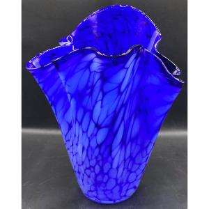 Vase Mouchoirs En Verre Soufflé à Couches Multiples Murano Vers 1970