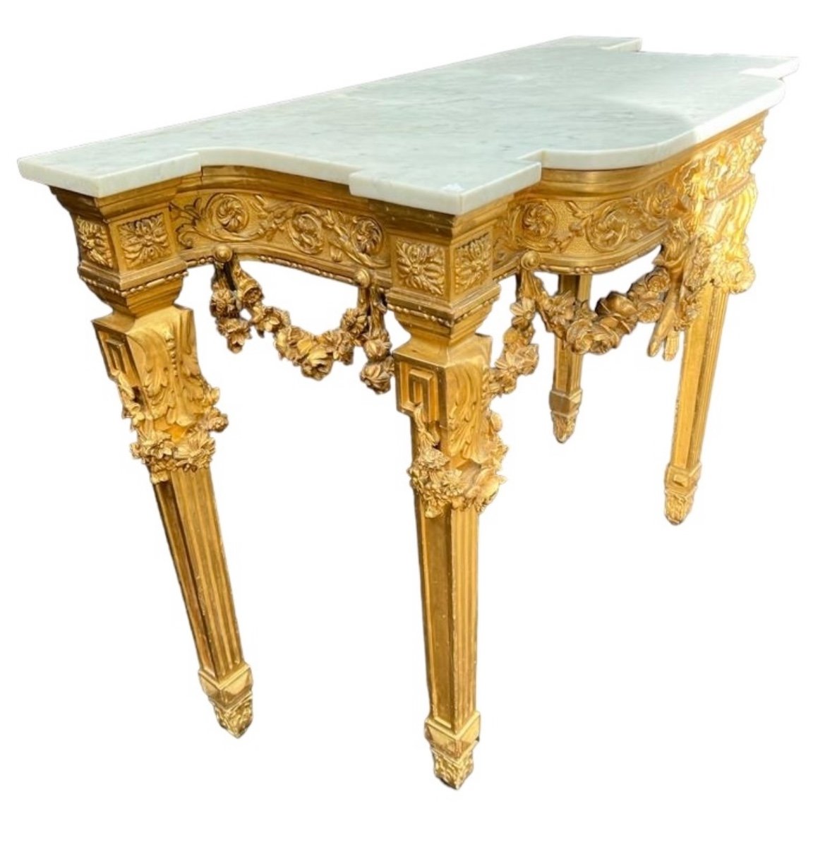 Console en bois doré style Louis XVI -photo-2