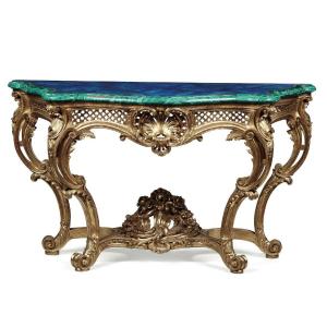 Valerian Rybar, Rocaille Console In Golden Wood, 20th Century