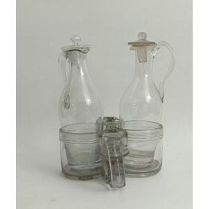 18th Century Blown Glass Oil Cruet Holder 