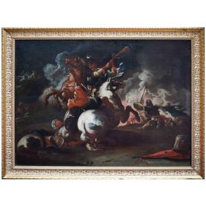 Francesco Maria Raineri detto lo Schivenoglia (1676 - 1758)  Scena di battaglia