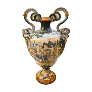 Grande Vaso in maiolica del XIX secolo, attribuibile marcato Ginori,