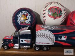 Shelf with Cleveland Indians memorabilia