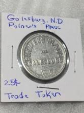 Palmers Palace Galesburg North Dakota 25 Cent Trade Token