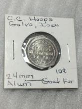 C. C. Hoops General Merchandise Galva Iowa 10 Cent Trade Token