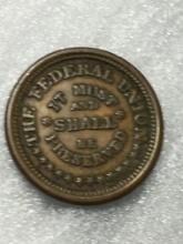 Army Navy Token "the Federal Union" It Must & Shall Be Preserved