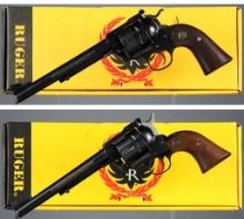 Two Ruger New Model Blackhawk Single Action Revolvers with Boxes