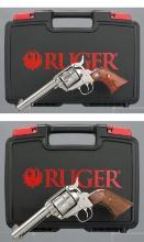 Two Ruger New Vaquero Single Action Revolvers with Cases