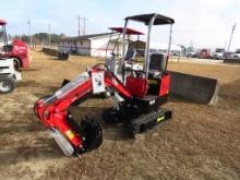 Miva VA13 mini excavator, 13hp gas engine, 16inch bucket, 7inch rubber tracks, 36inch push blade, s/