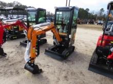 MIVA VA13C Mini excavator, closed cab, gas engine, 7" rubber tracks, 36" push blade, 18" bucket, man