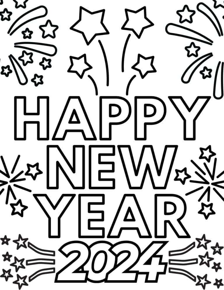 New Years 2024 Coloring Pages For Adults - Gretel Phaidra