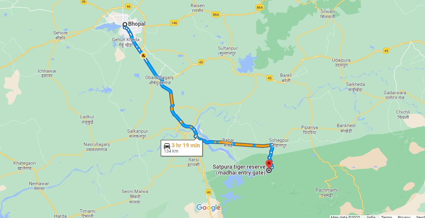 Route Map Tiger Safari-in Satpura