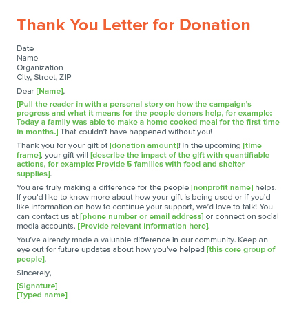 Sample Letter Of Thank You For Donation Received