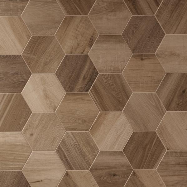 Keramik kayu hexagon