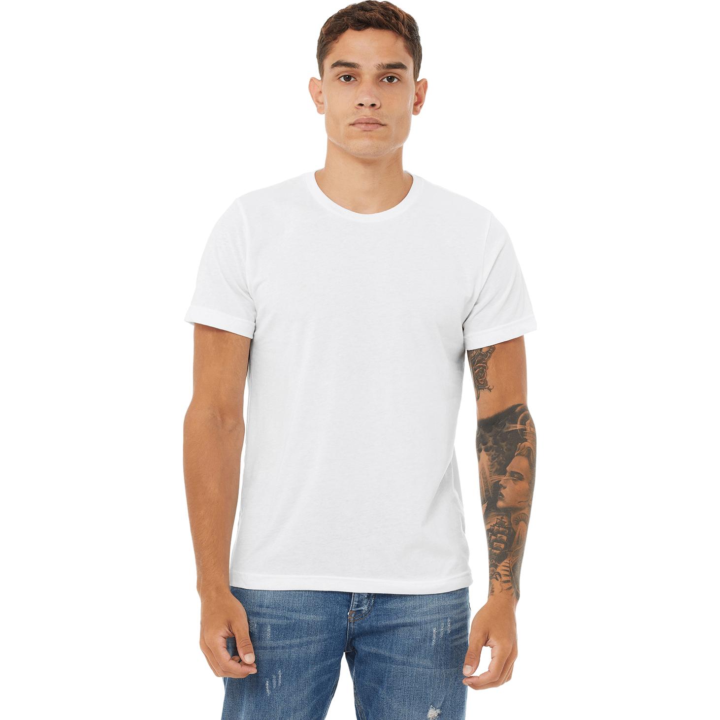 Bella+Canvas Poly-Cotton Short-Sleeve T-Shirts (Men's, White Marble, and White Slub, and White) Large