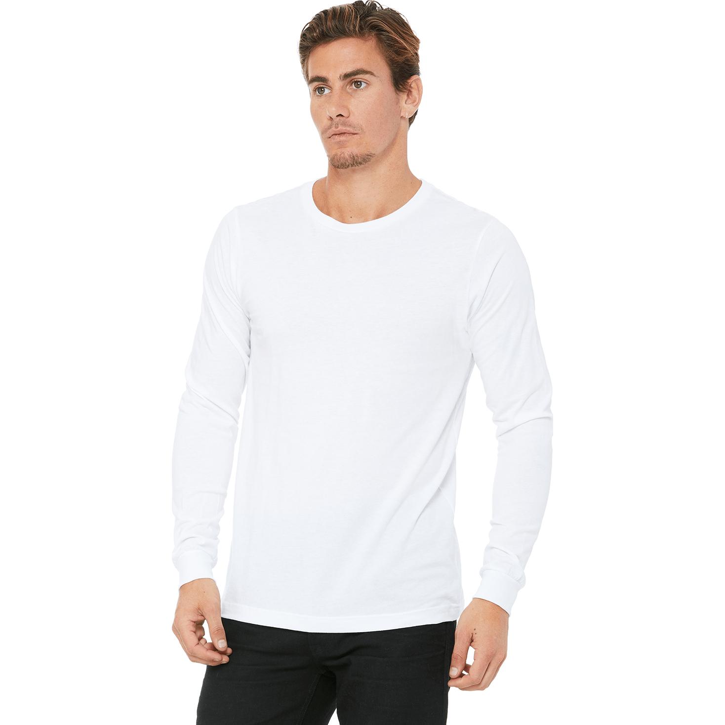 Bella+Canvas Unisex Jersey Long Sleeve T-Shirts (Men's, White) Large