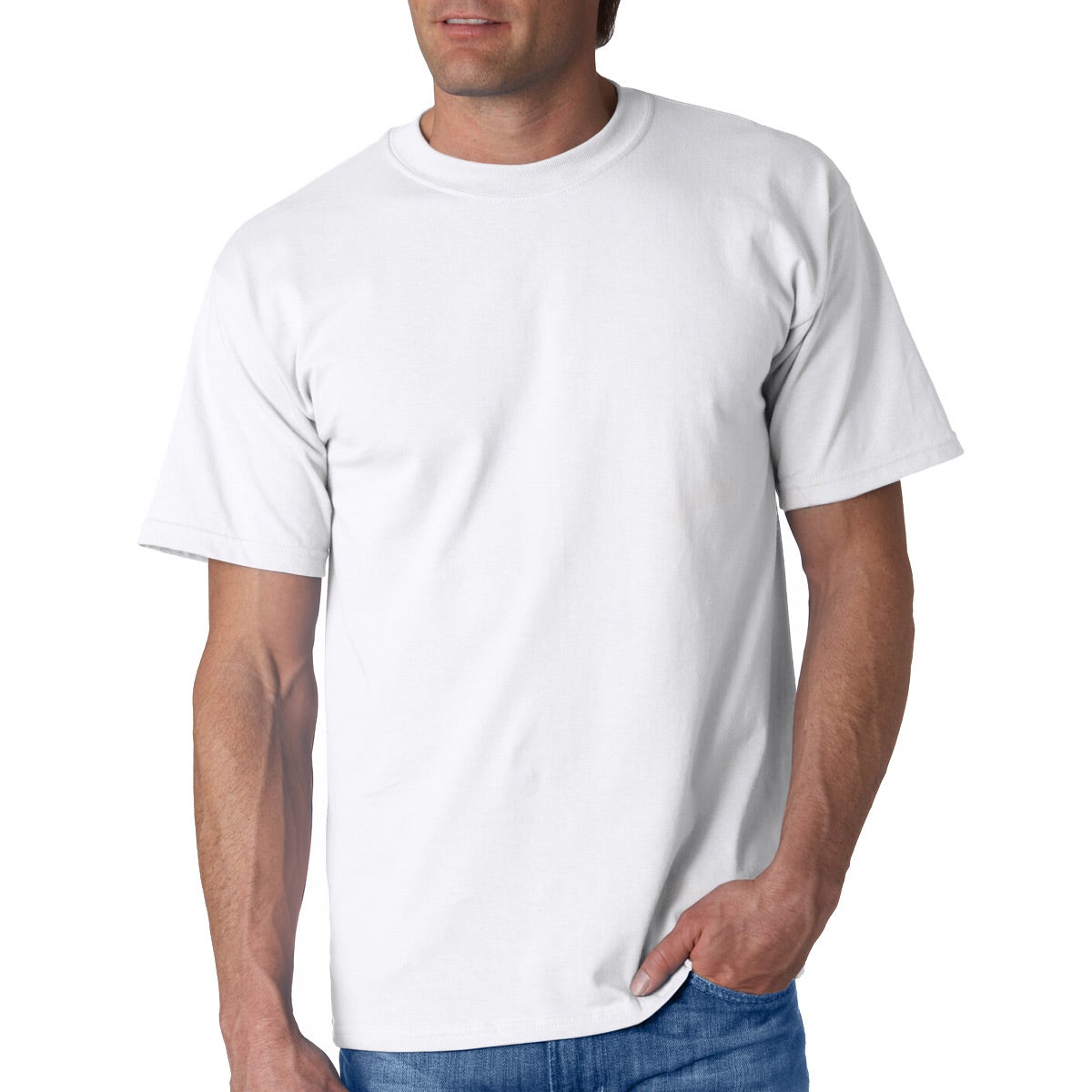 Gildan Ultra Cotton T-Shirts (Men's, White, Quick Ship) Large