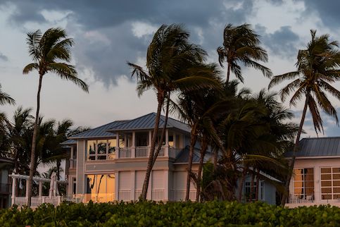 Stormy weather by beach house