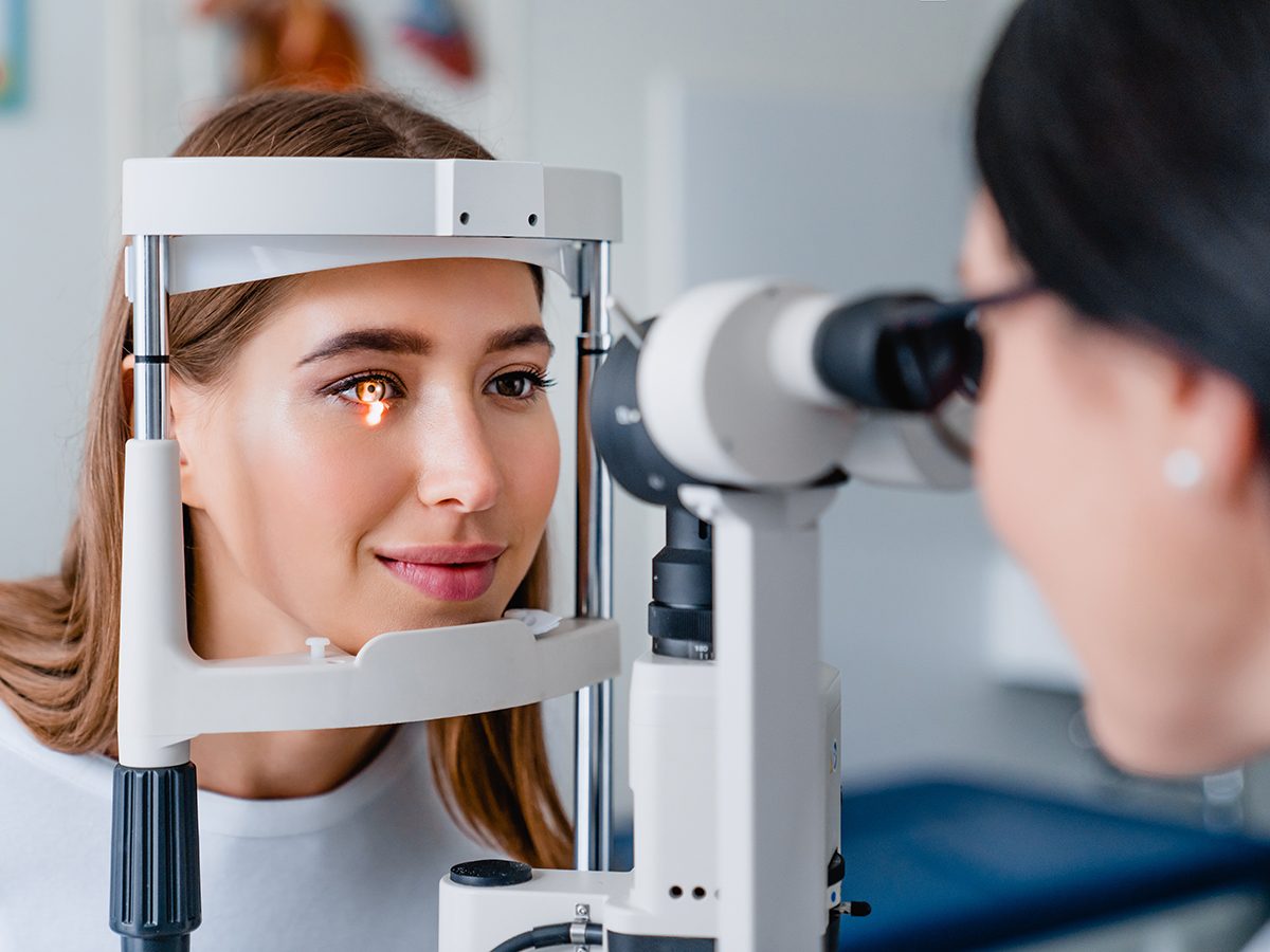 Healthy eyes - woman getting eye exam