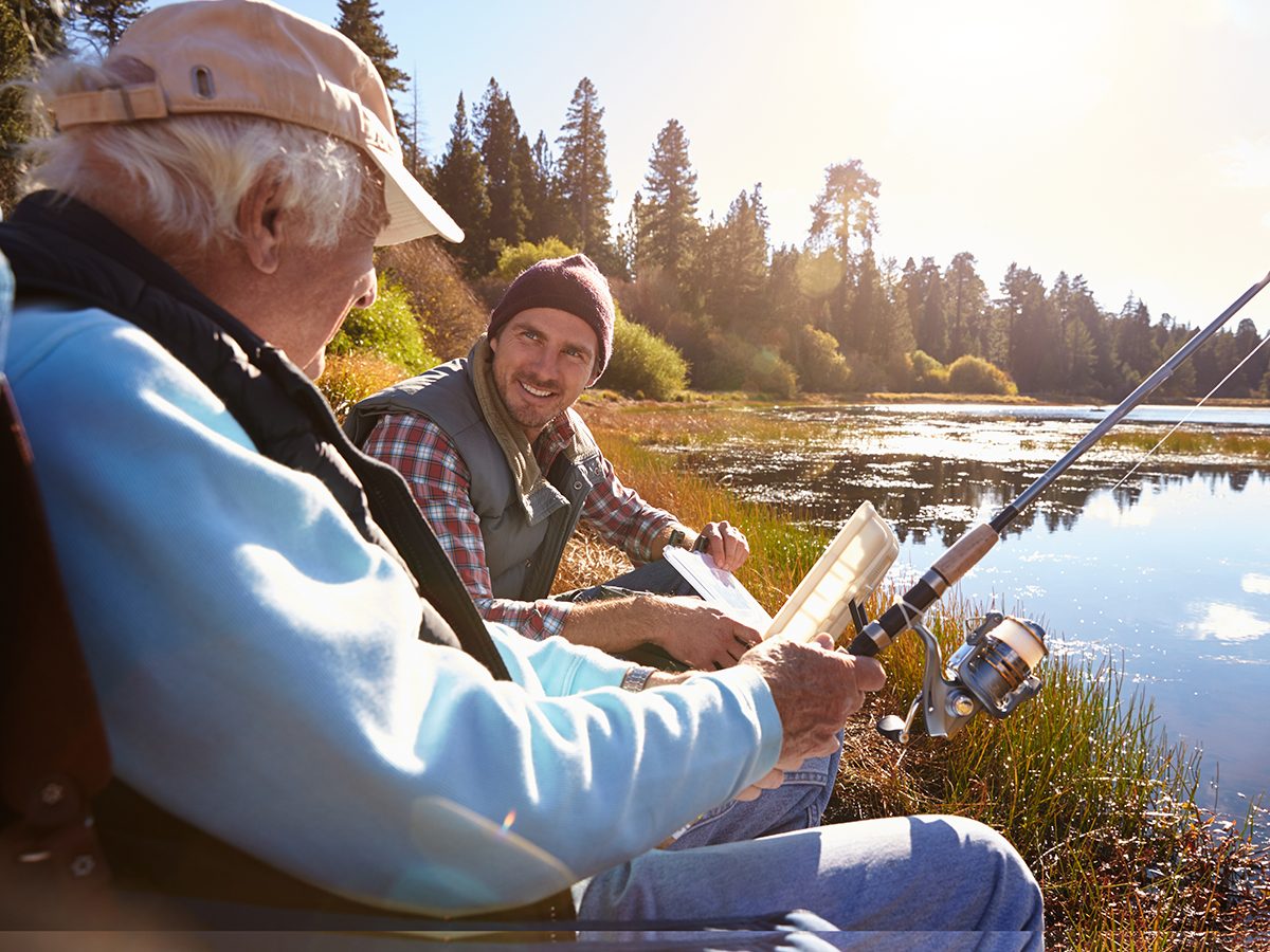 Two men fishing on a sunny day