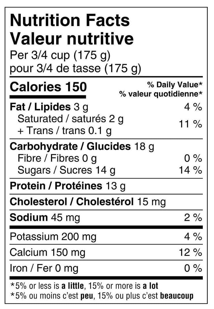 vanilla 2 greek yogurt nutrition label