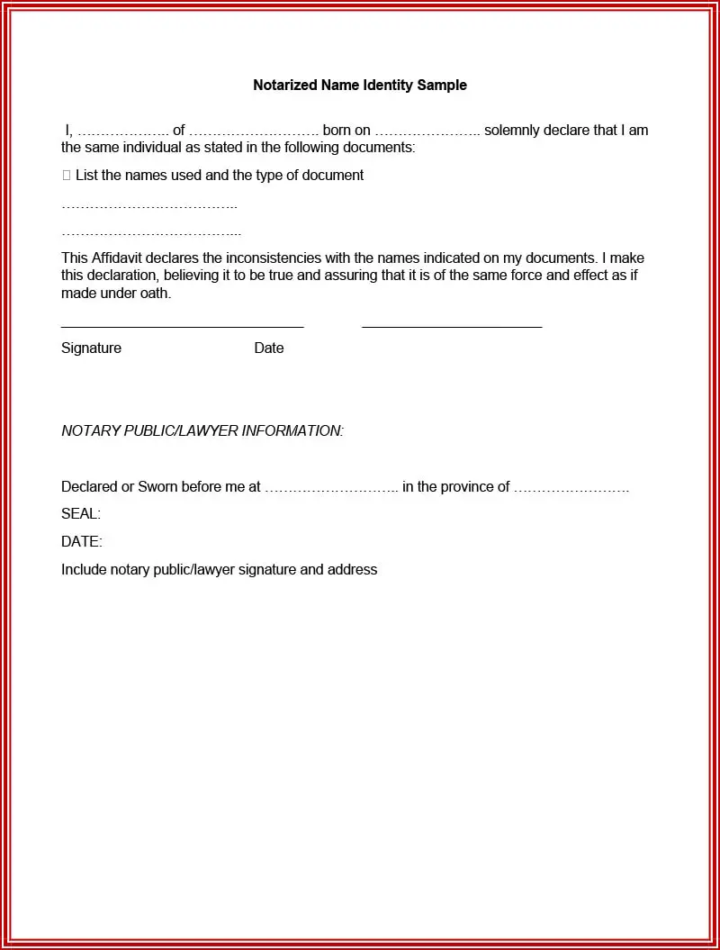 Notary Signature Line Template