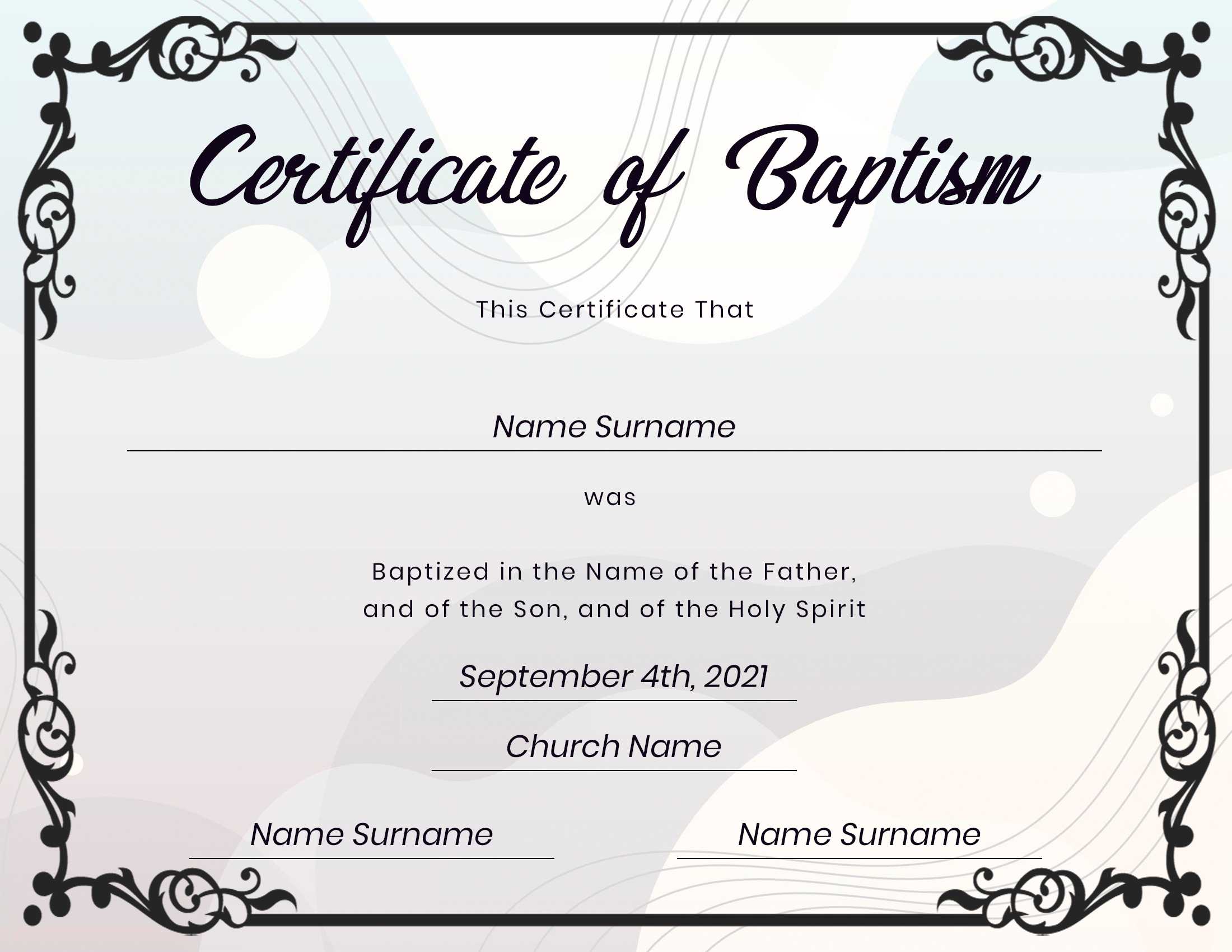 Christian Baptism Certificate Template