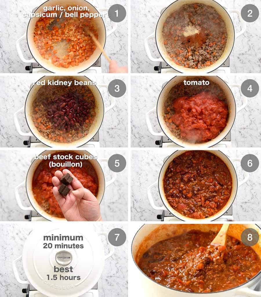 Preparation steps for Chili