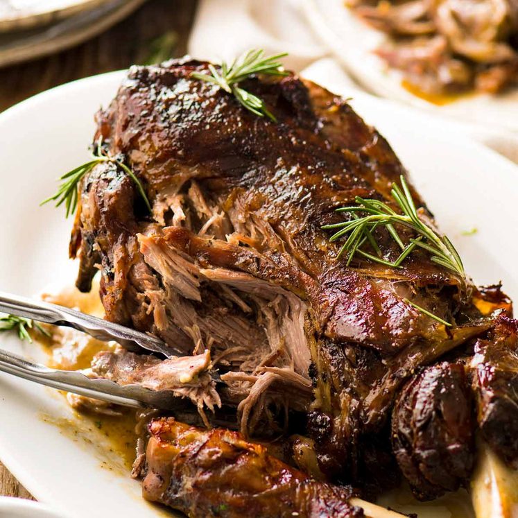 Slow Roasted Lamb Leg with rosemary and garlic