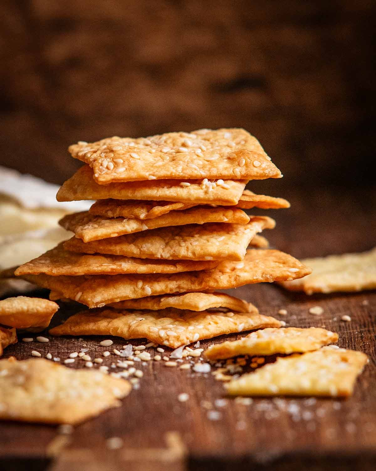 Homemade Crackers - sesame and sea salt