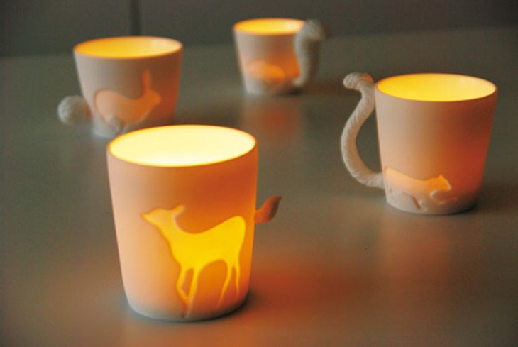 Tazas brillantes con cola de animales 