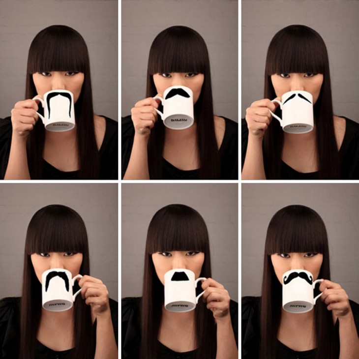 Tazas con diferentes estilos de bigote 