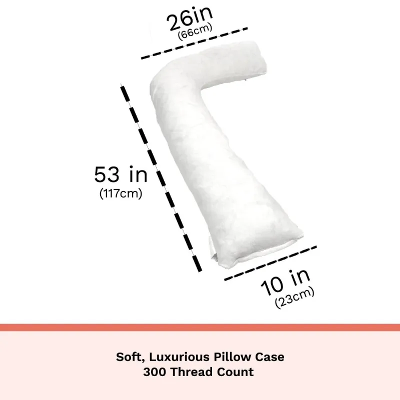 Hypoallergenic Cover J-Shape Body Pillow for Sleeping Disorders with ...