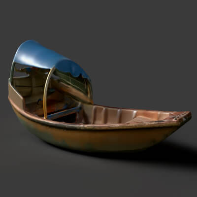 Chinese Wooden Boat Figure