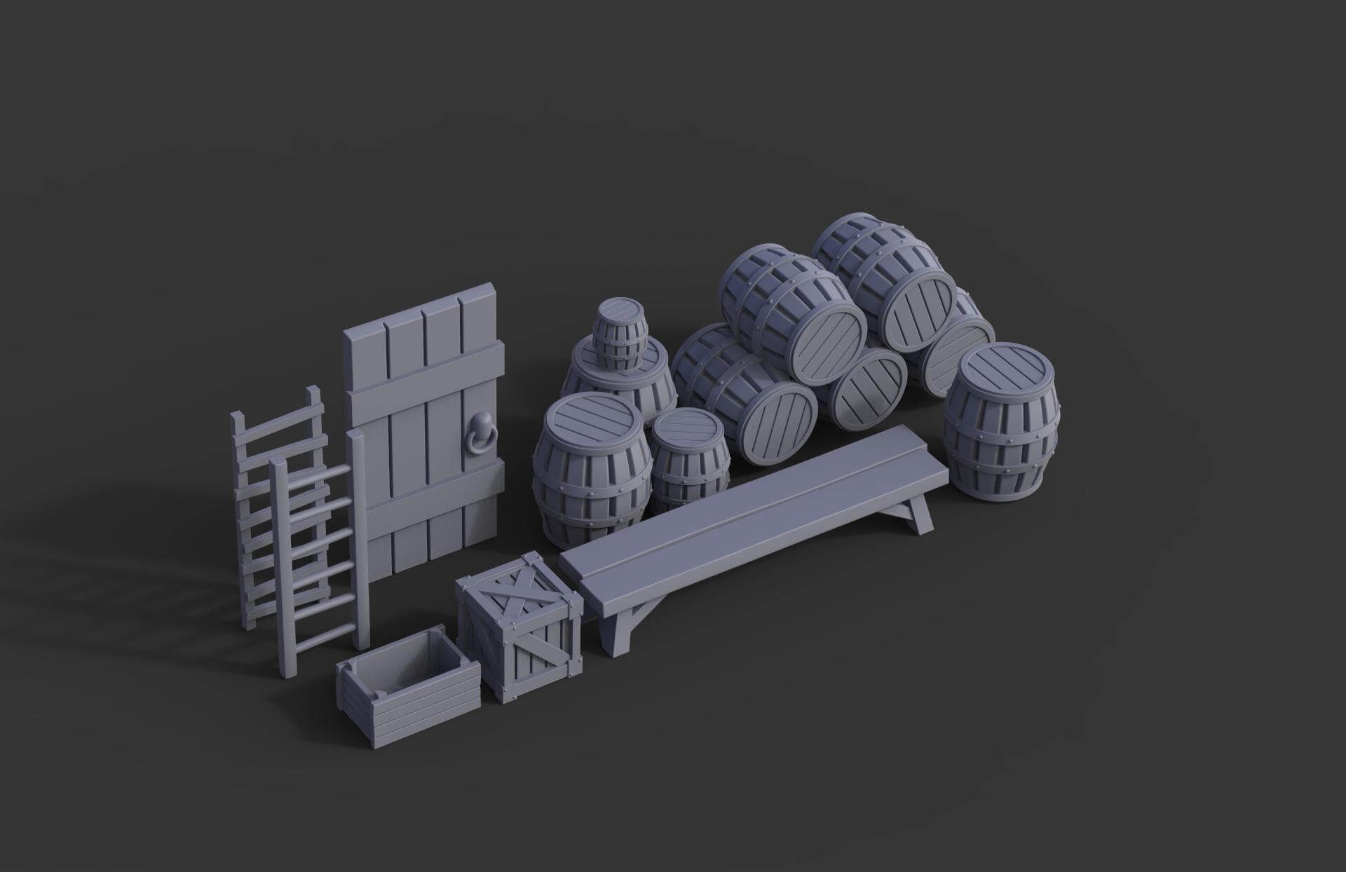 Wargaming Wood Props Pack 3D Model