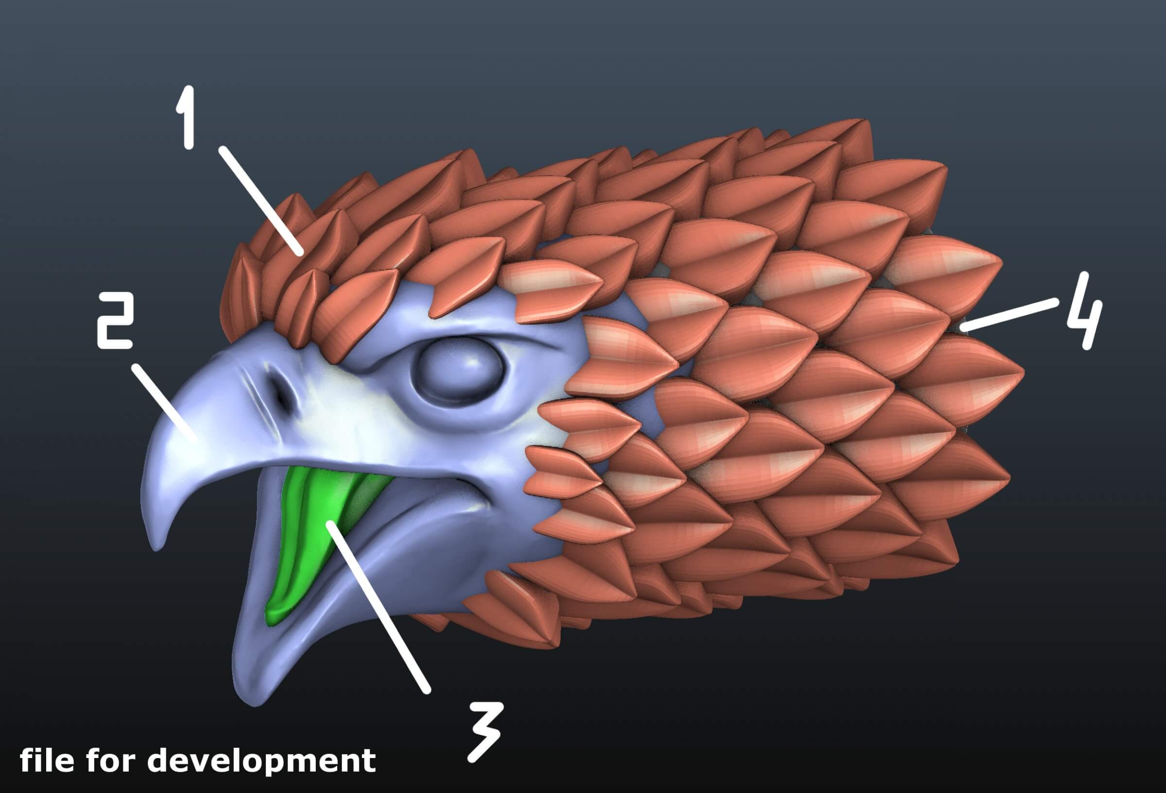 Falcon Head Stylized 3D Model