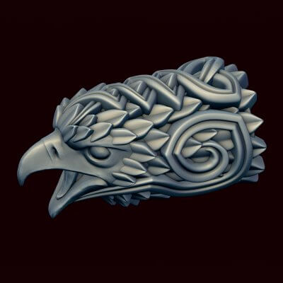 Falcon Head with Ornament Stylized