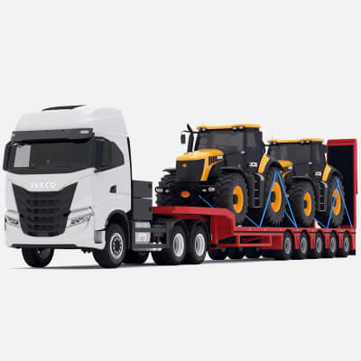 Iveco S-Way Tractor Lowboy Trailer With JCB Fastrac 8310