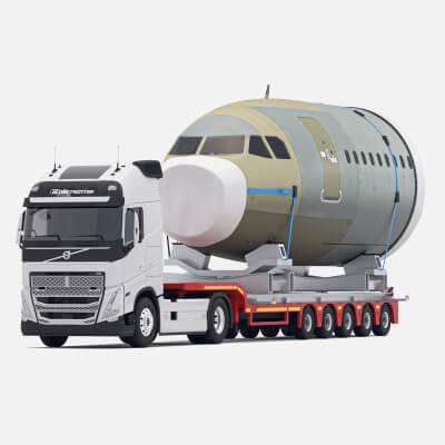 Volvo FH16 2021 and Lowboy Trailer With Airplane