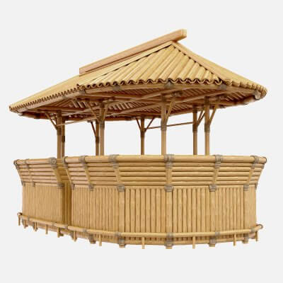 Bamboo Tiki Bar Oval Corner Shape