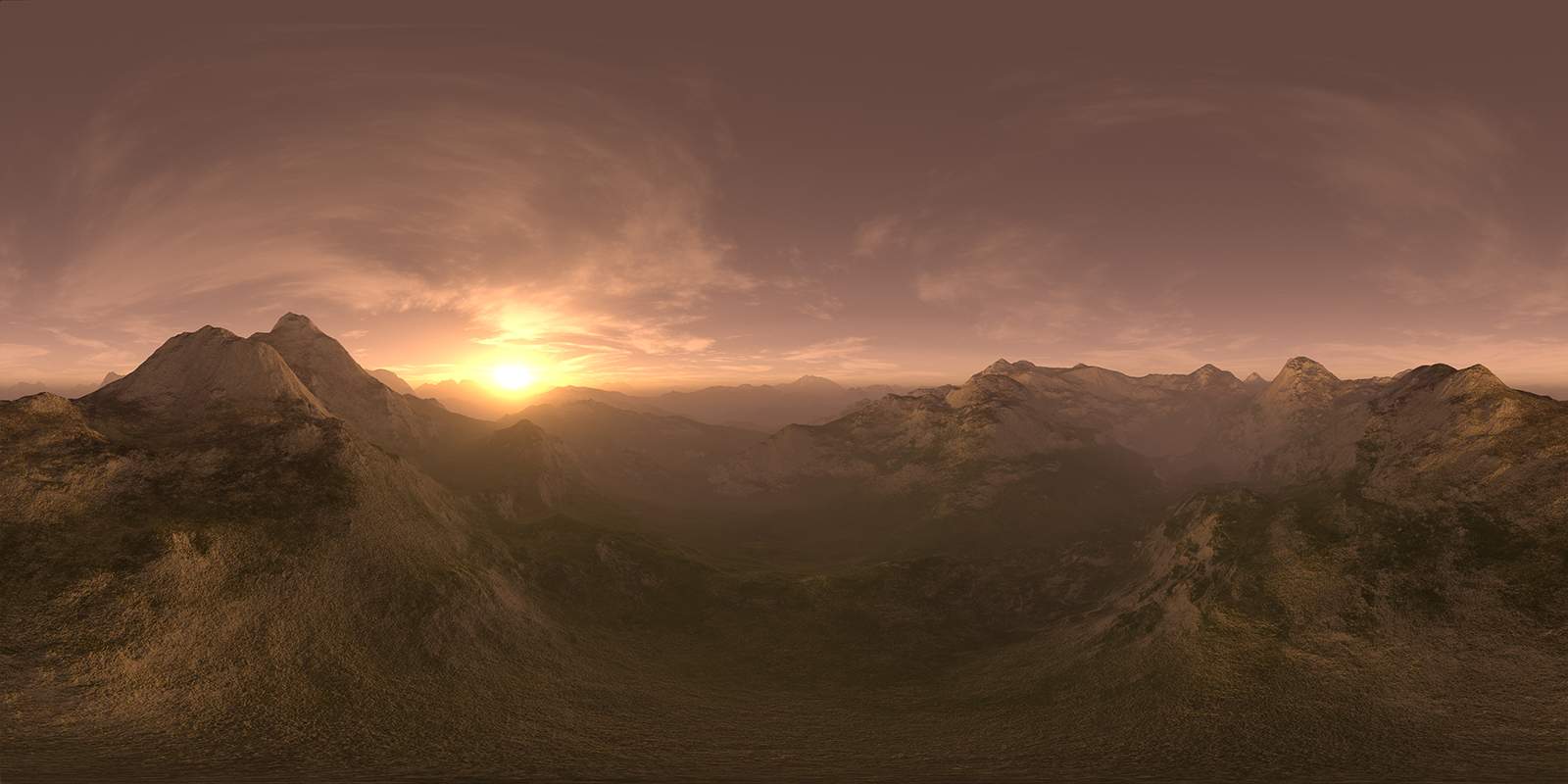 Late Evening Desert Mountains HDRI Sky HDR Image