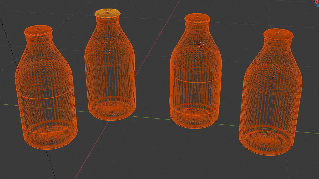 Milk Bottle Set 3D Model