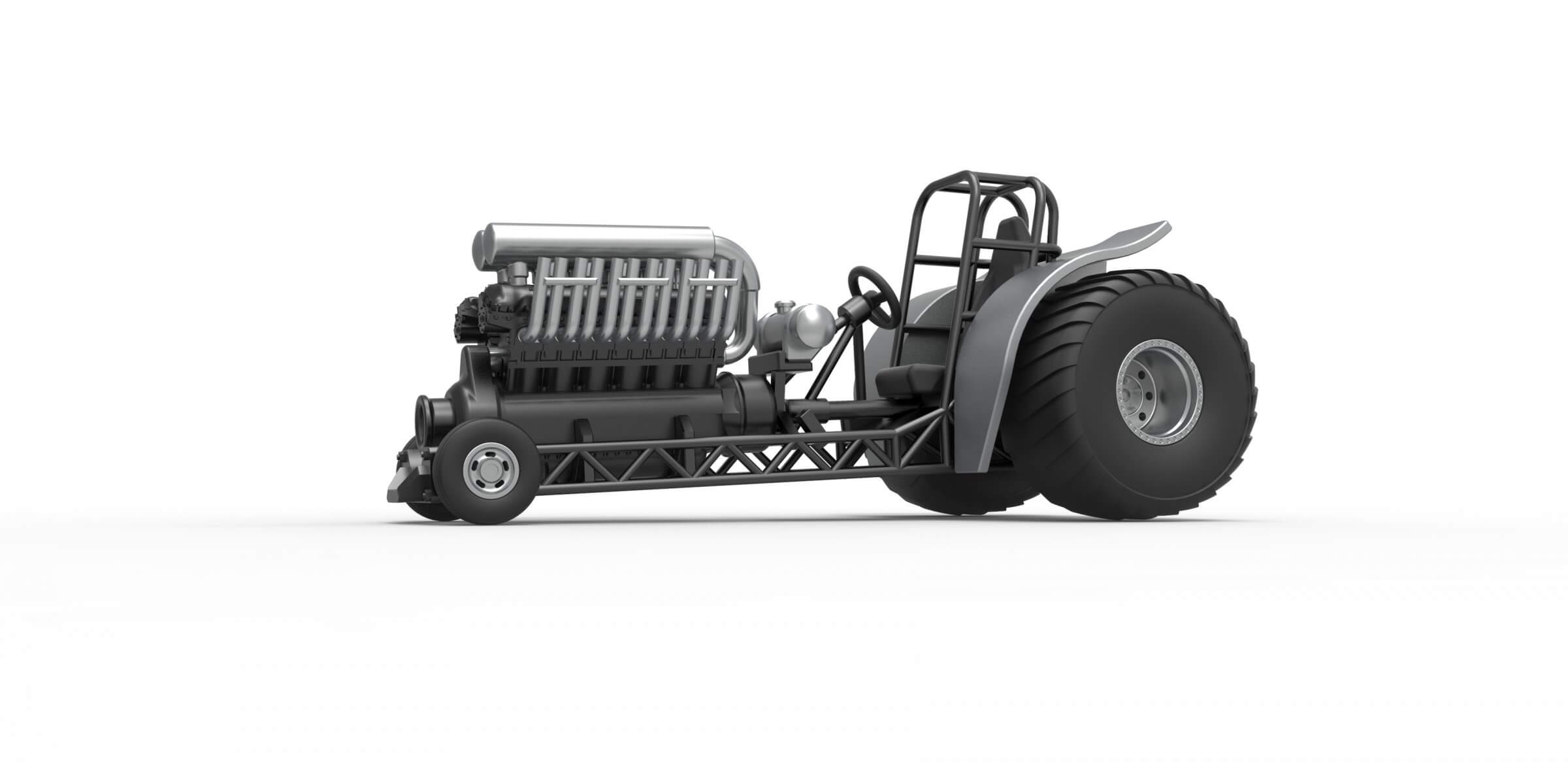 Mini Rod Pulling Tractor with V12 125 3D Model