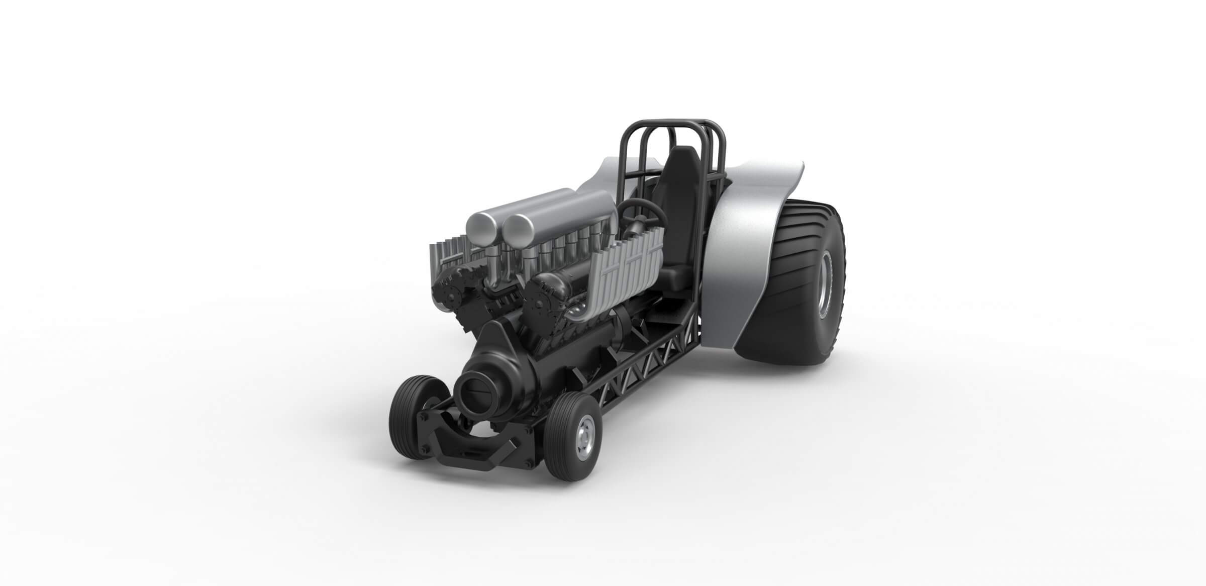 Mini Rod Pulling Tractor with V12 125 3D Model