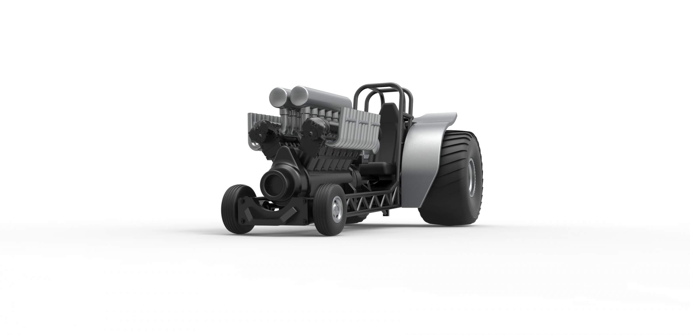 Mini Rod Pulling Tractor with V12 125 3D Model