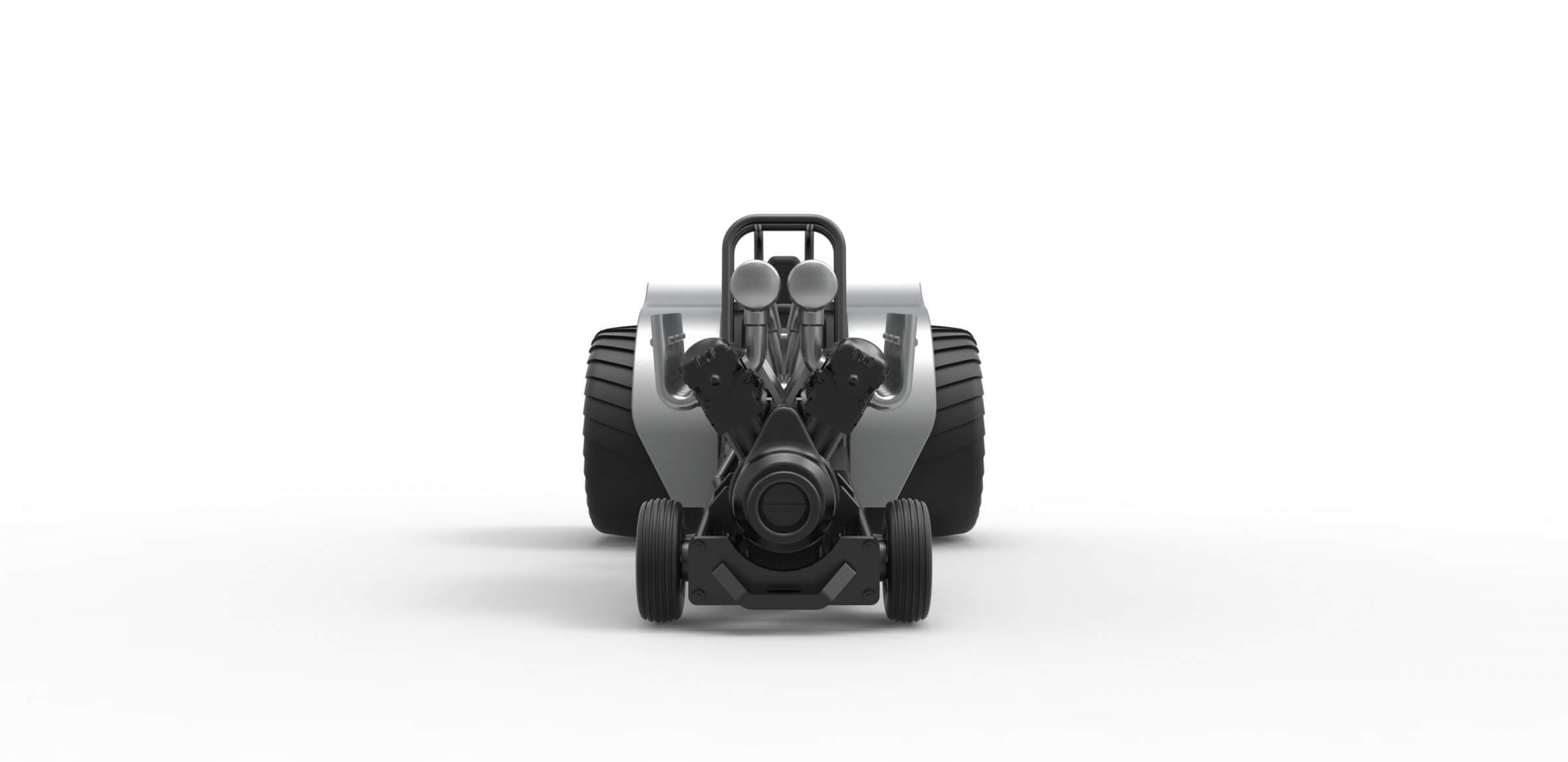 Mini Rod Pulling Tractor with V12 125 3D Model