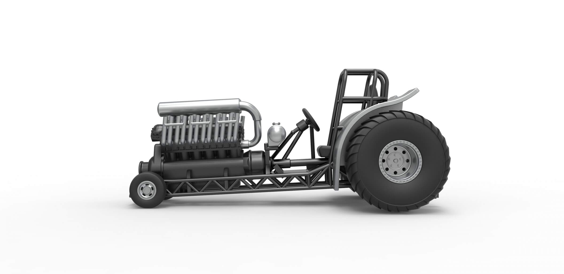 Mini Rod Pulling Tractor with V12 125 3D Model