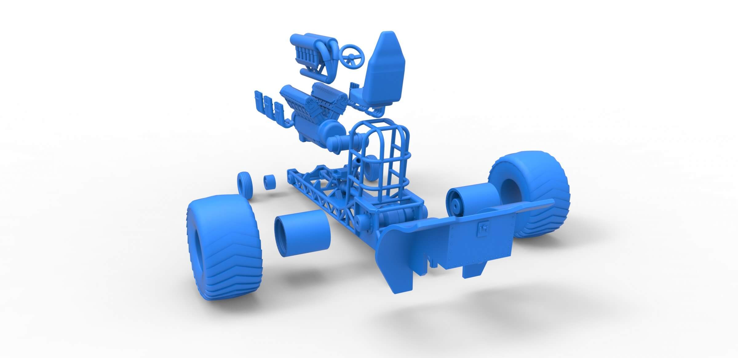 Mini Rod Pulling Tractor with V12 125 3D Model